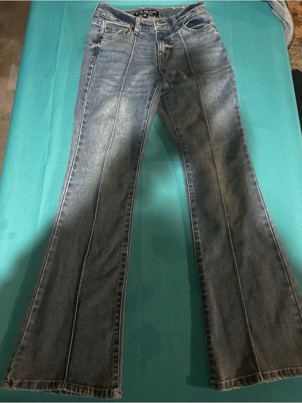 Revival Mid-Rise Flare Jeans in Vintage Blue